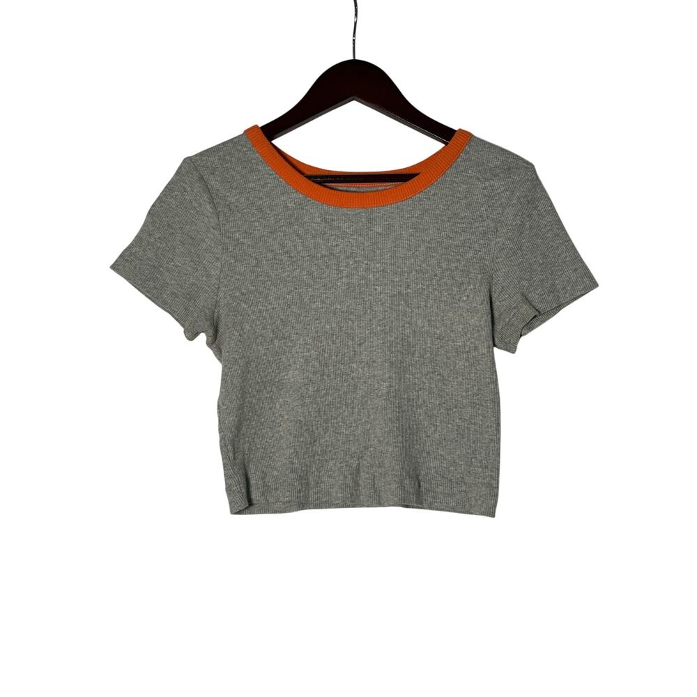 BDG Urban Outfitters T-Shirt Women's Gray Large Cropped Crew Neck Casual Summer